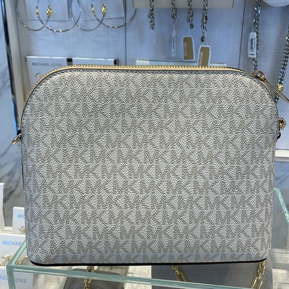 Michael Kors Jet Set Travel Medium Metallic Signature Logo Dome Crossbody Satchl - Picture 6 of 16